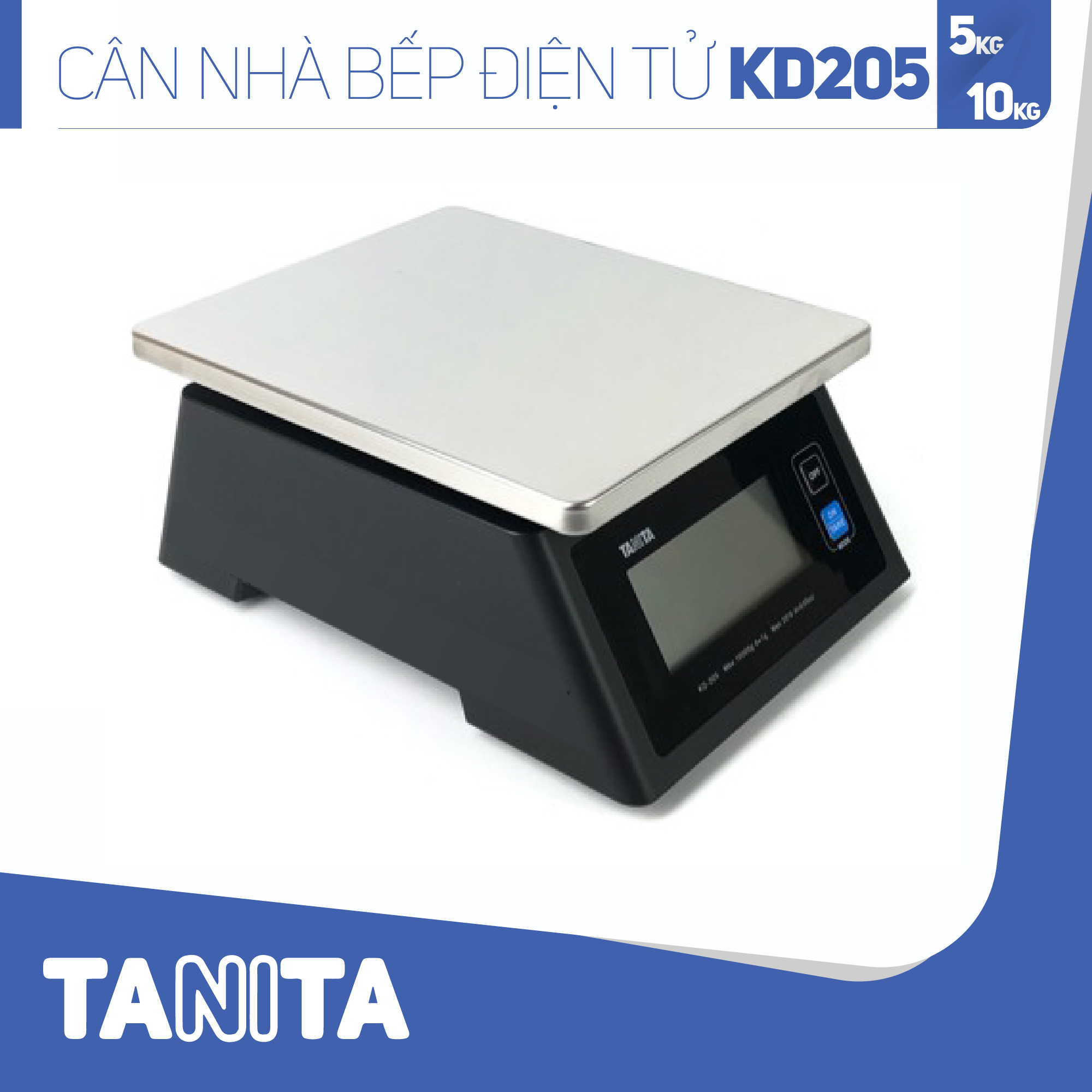 Cân điện tử nhà bếp chống nước TANITA KD205, 5kg(0.5g),10kg(1g) (Chính hãng Nhật Bản), Cân thức ăn 10kg, Cân thực phẩm 5kg, Cân nhà bếp 10kg, Cân Nhật, Cân trọng lượng, Cân chính hãng, Cân thực phẩm, Cân thức ăn, Cân chính xác, Cân làm bánh