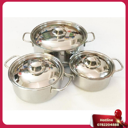 Bộ 3 Nồi Inox Shaps Cao Cấp Dùng Được Bếp Từ - Miễn Phí Vận Chuyển
