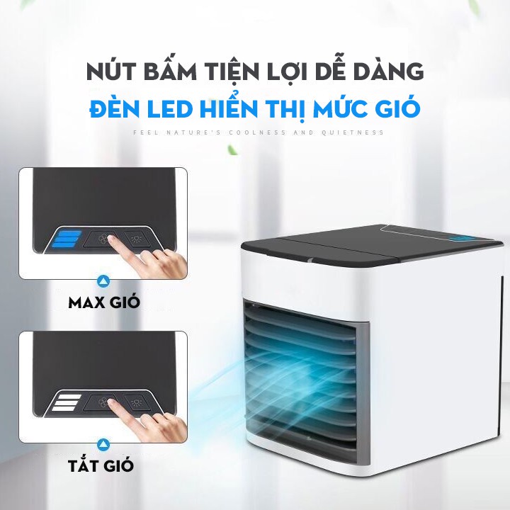 Quạt Hơi Nước Để Bàn Văn Phòng Mini, Điều Hòa Không Khí Làm Mát Mini Để Bàn Dây Cắm USB Tích Hợp Đèn LED