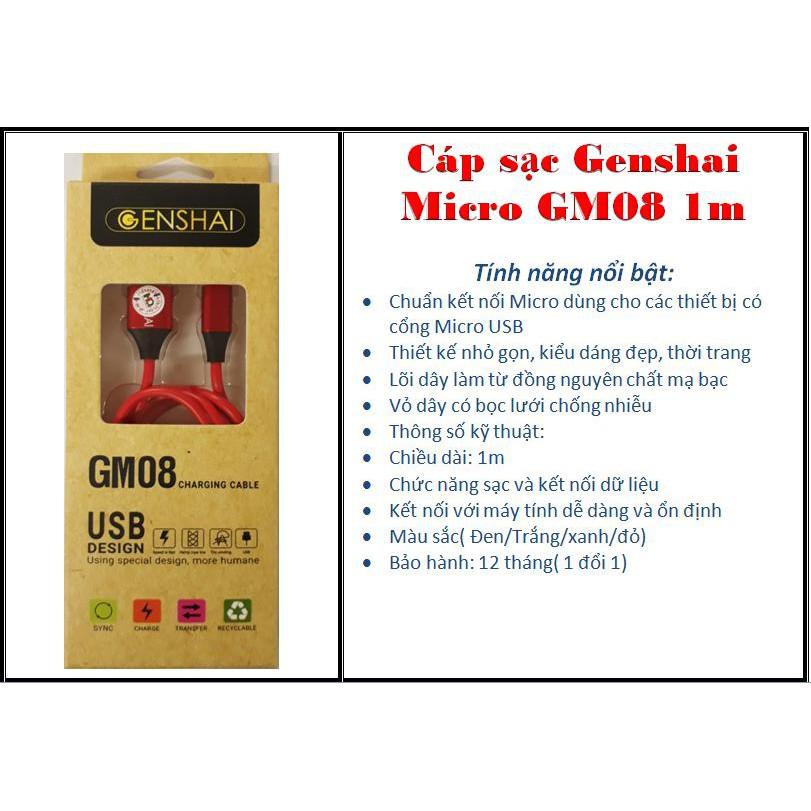 Cáp sạc Genshai Micro GM08 1m - Hàng chính hãng