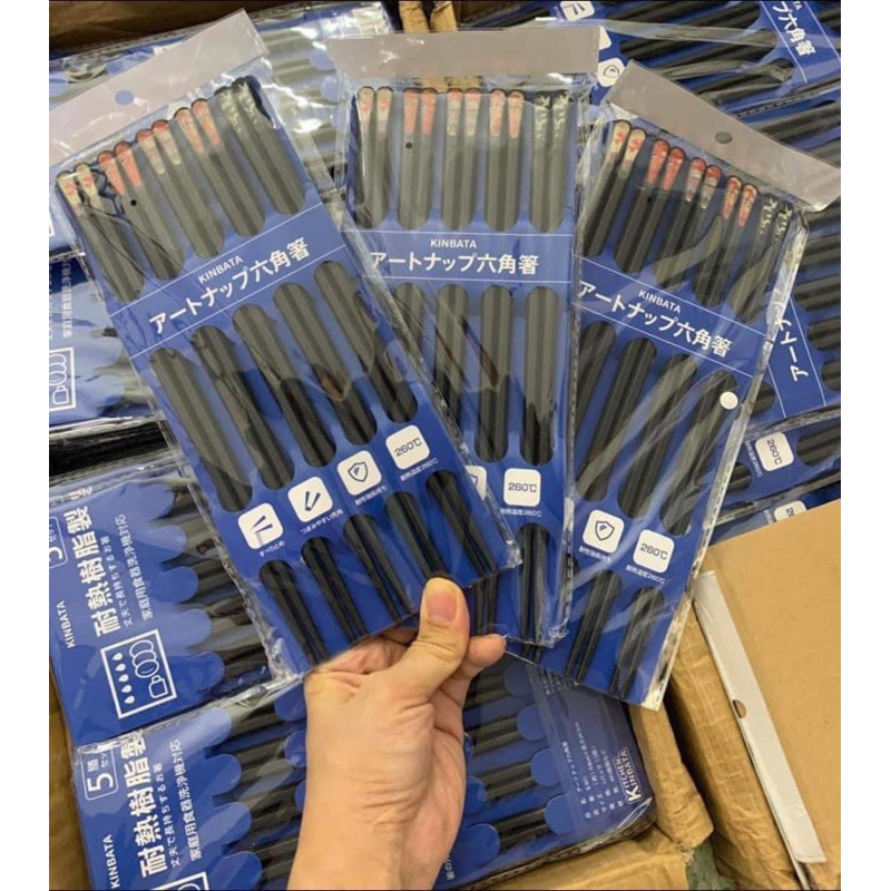 Set 5 đôi đũa sợi thủy tinh chịu nhiệt đến 260 độ C cao cấp Nội địa Nhật Bản