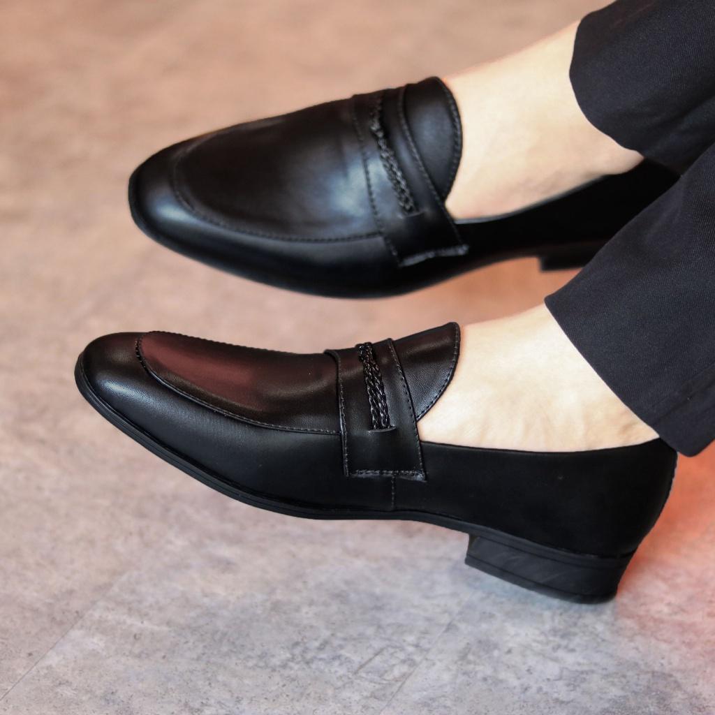 Giày lười nam đẹp da mềm không đau chân - Mã V1 - Màu đen - Hàng Việt Nam