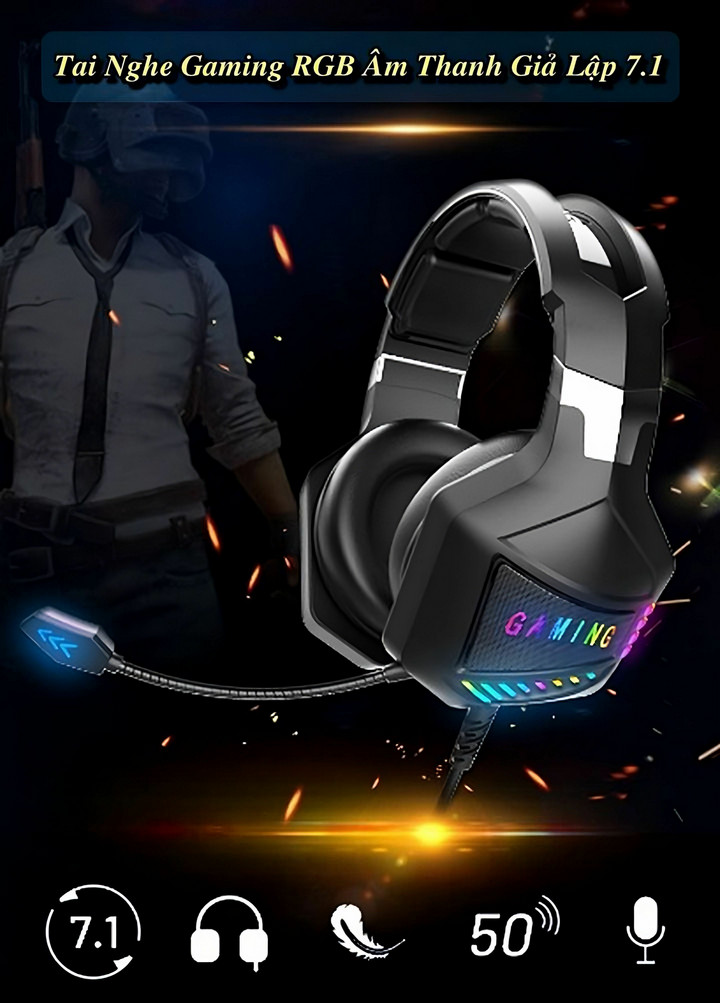 Tai Nghe Headphone Gaming K902 Có Dây, Led RGB, Âm Thanh Giả Lập 7.1 - Home and Garden