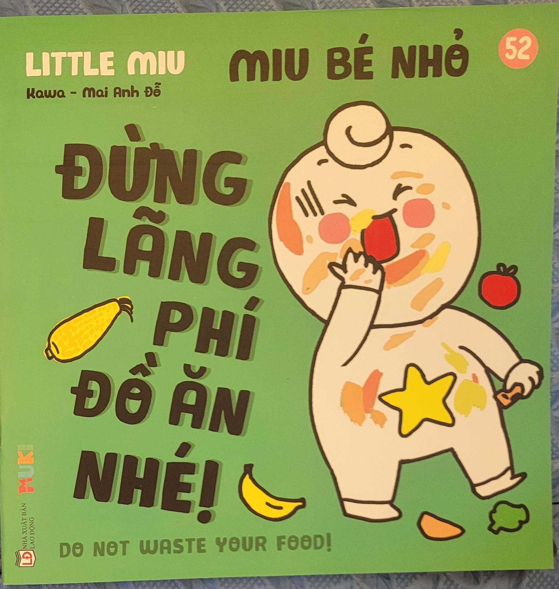 Sách Ehon Miu Bé Nhỏ Phần 4 Song Ngữ - Miu Bé Nhỏ Đừng Lãng Phí Đồ Ăn Nhé