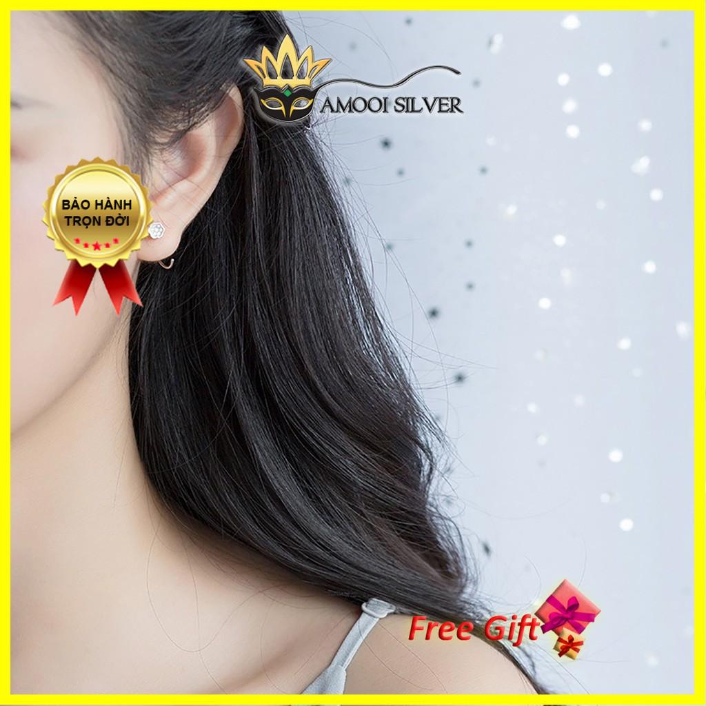 Bông tai bạc S925 móc búp sen - Amooi Silver AB86