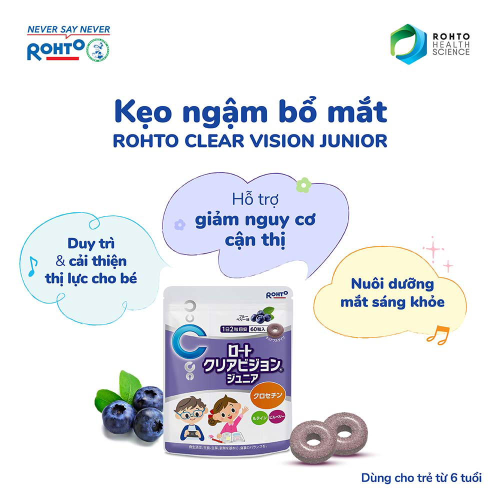 Kẹo ngậm bổ mắt cho trẻ em Rohto Clear Vision Junior (Bịch 60 viên)