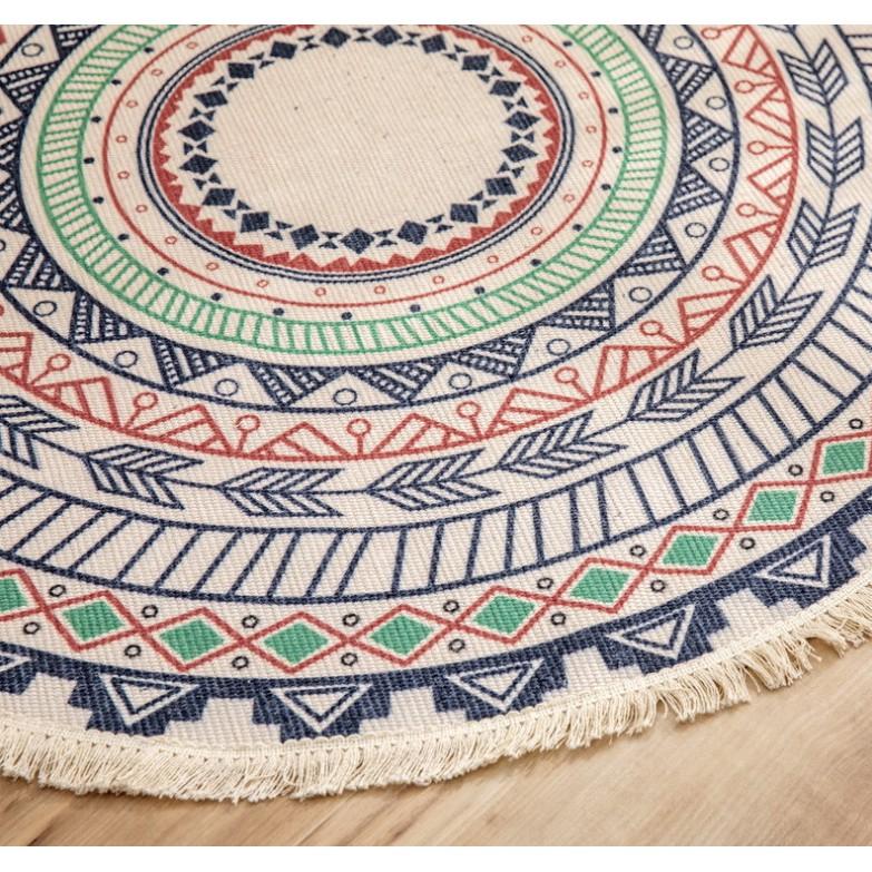 Thảm tròn trang trí trải sàn tua rua 90cm