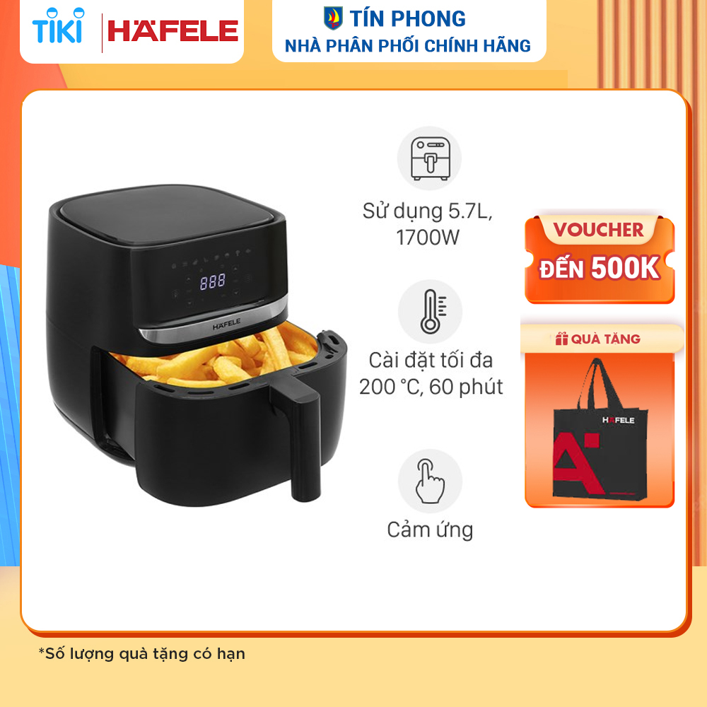 Nồi chiên không dầu Hafele HS-AF502B/ 535.43.713 - Dung tích 5.7 lít - Công suất 1700W - 8 chương trình nấu - Hàng chính hãng