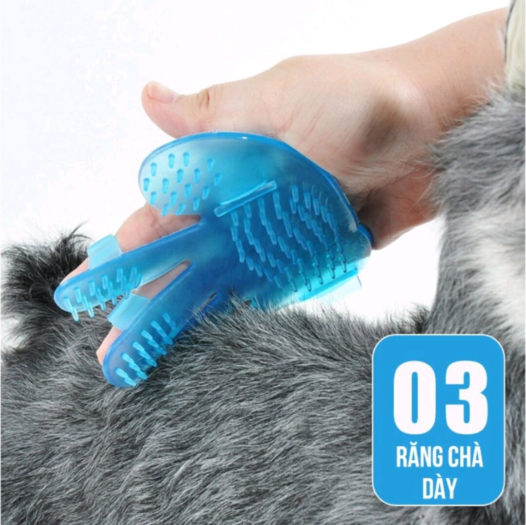 Găng Tay Chải Tắm Massage Cho Chó Mèo, Găng Tay Lấy Lông Rụng Tránh Rối Lông Cho Thú Cưng Hiệu Quả