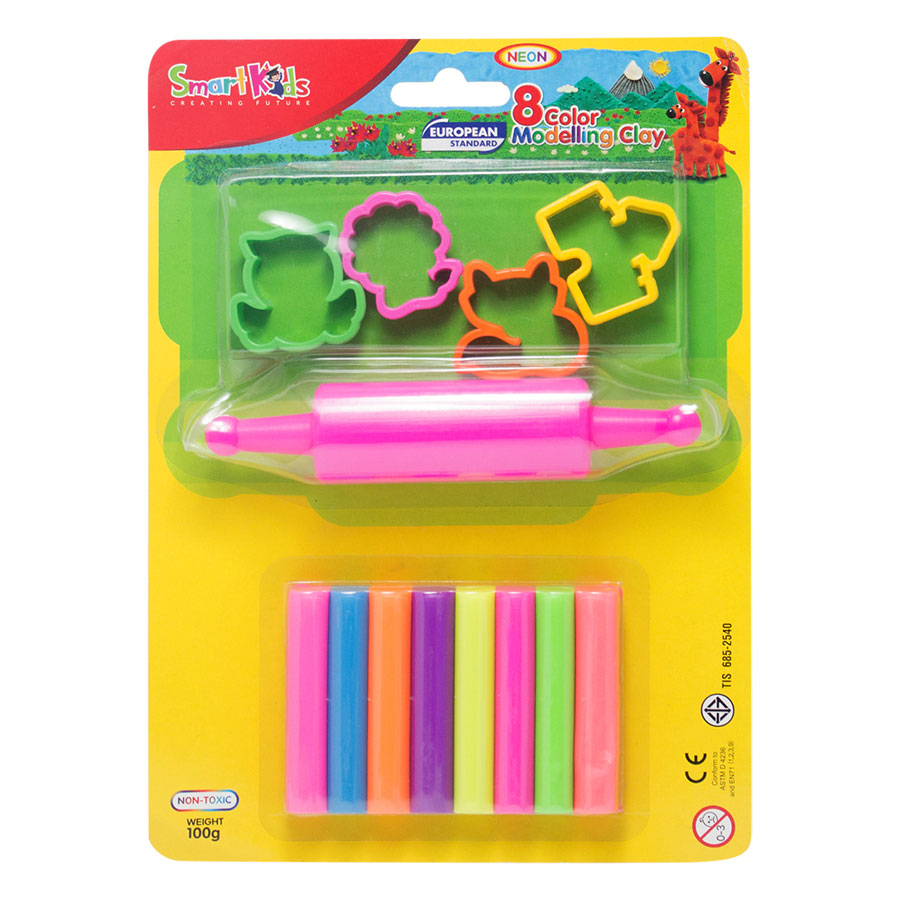 Sáp Nặn Học Tập 8 Màu Neon SMARTKIDS SK-BL8M5N