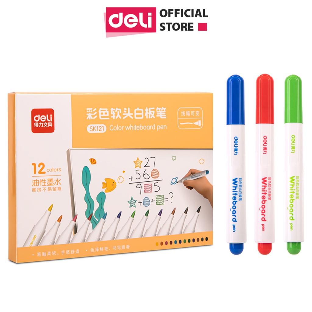 Set Bút Lông Bảng Bút Dạ Bảng 12 Màu Deli - Phù Hợp Học Sinh Văn Phòng Viết Vẽ Bảng Từ Trắng - SK121