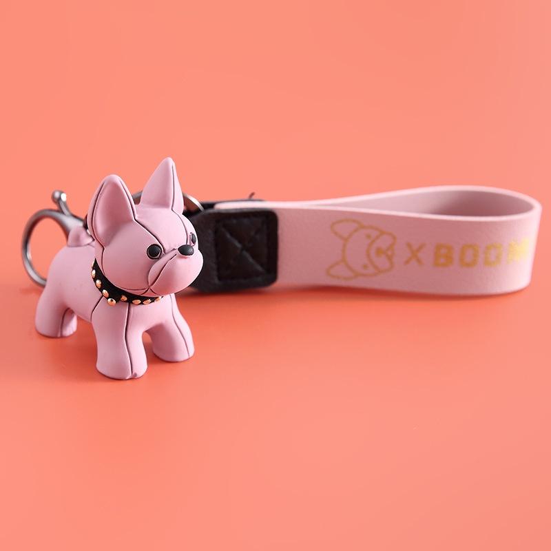 Móc khóa chó bull hot trend, móc khóa nhiều màu có khoen tròn và móc càng cua