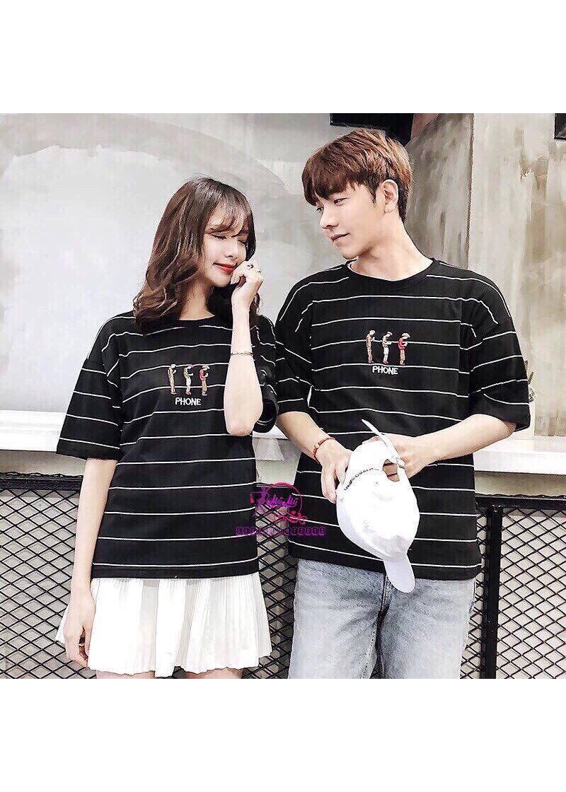 Áo thun đôi dễ thương màu đen