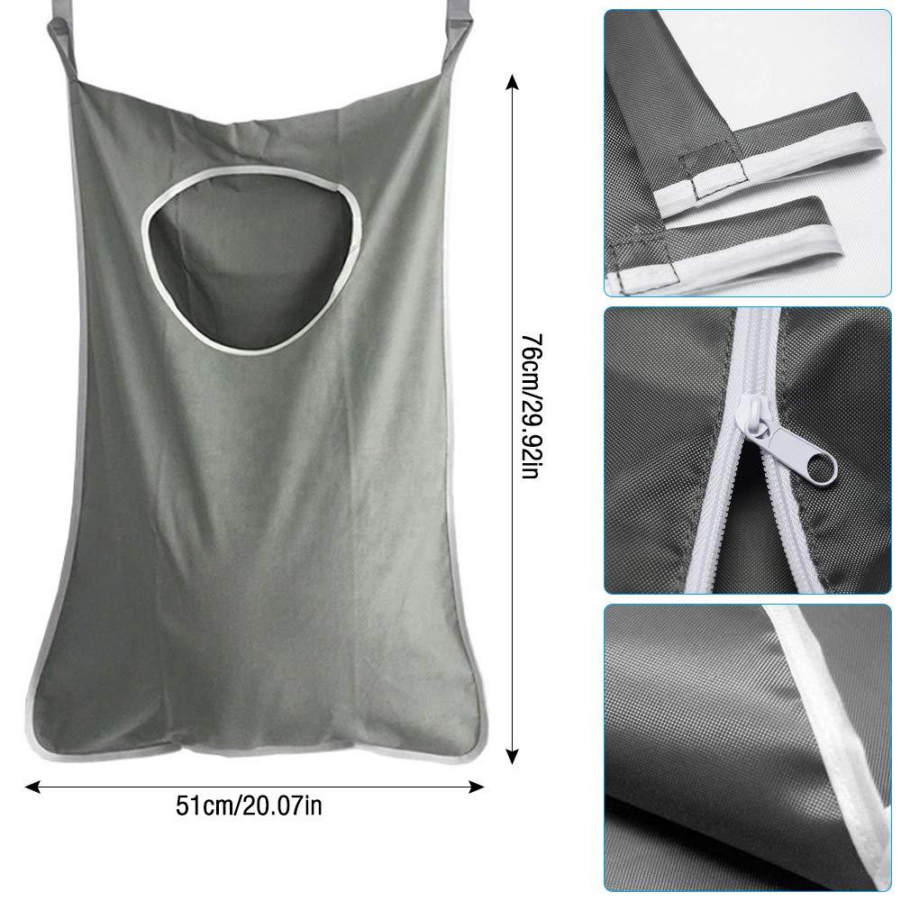 Giỏ giặt treo, túi đồ giặt quần áo giặt quần áo với 2 móc cửa + 2 túi nung hút túi cho phòng ngủ phòng / phòng tắm, màu xám