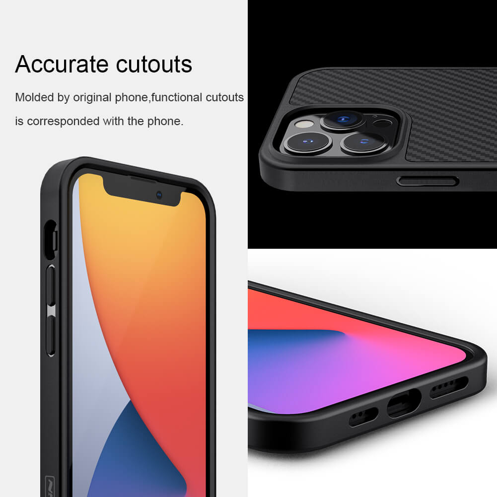 Ốp lưng chống sốc siêu mỏng cho iPhone 12 Pro Max chất liệu vân carbon cao cấp hiệu Nillkin Synthetic fiber - hàng nhập khẩu
