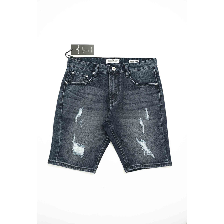 Quần Short Jeans Nam Rách Cao Cấp HUNTER X-RAYS  Slimfit Thun Màu Xanh Đen S45