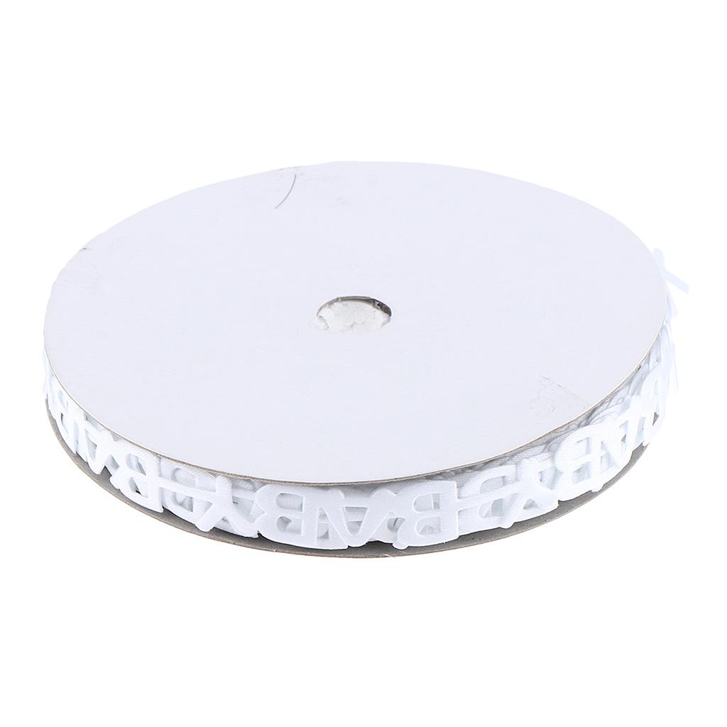 20 Yards BABY Letter Satin Ribbon for Kids Birthday Party Decoration White