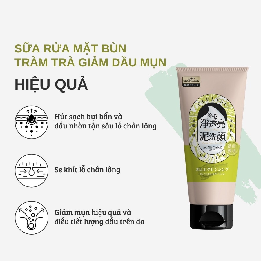 Sữa Rửa Mặt Kiềm Dầu Giảm Mụn Sexylook Tree Anti Acne Cleansing Clay Foam 150g