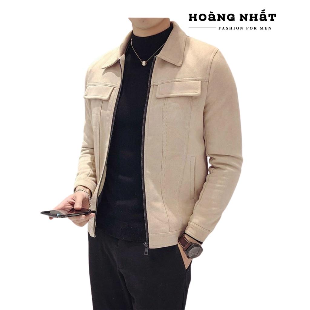 Áo khoác nam da lộn cao cấp giả túi phong cách sang trọng trẻ trung áo ấm cho mùa thu đông - AK021