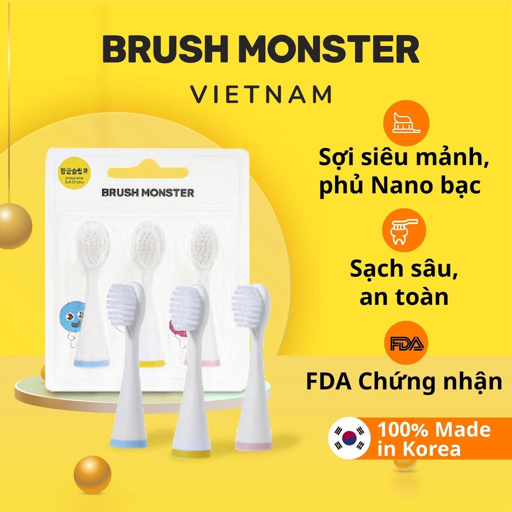 Set 3 Đầu Bàn Chải Thay Thế Cho Răng Trẻ Em Nhạy Cảm Sonic, Sợi Lông Dupont Siêu Mảnh Phủ Nano Bạc, 100% Kháng Khuẩn