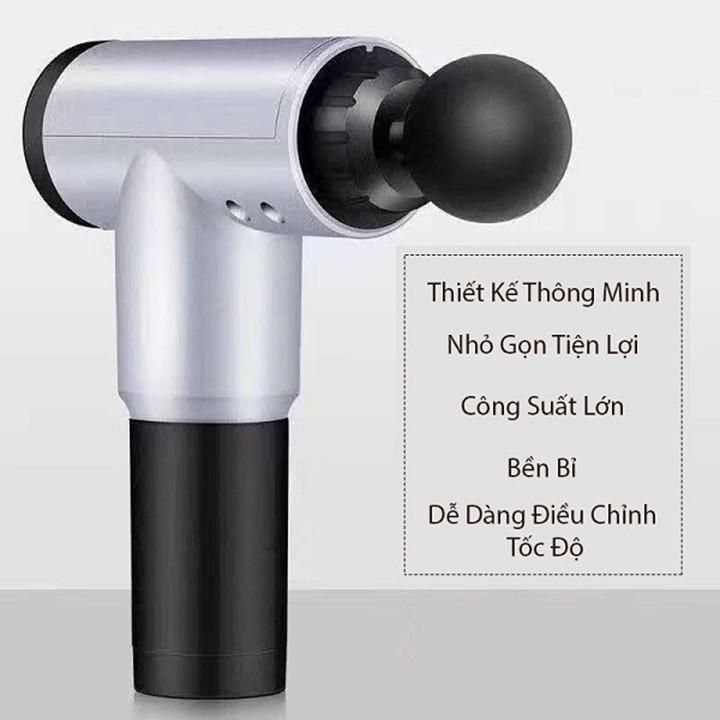 Súng Massage Fascial Gun 4 Đầu 6 Chế Độ