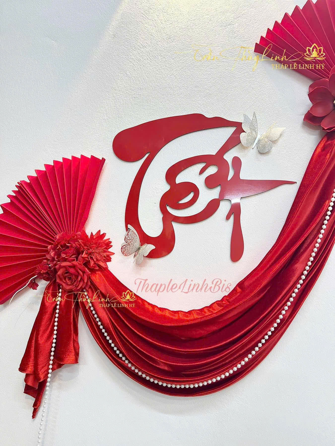 Set Trang Trí Tết, Đồ Decor Tết 2025 Chữ Tết Alu Đỏ Kèm Vải Nhung Và Hoa Chúc Mừng Năm Mới - HÀNG CHÍNH HÃNG MINIIN