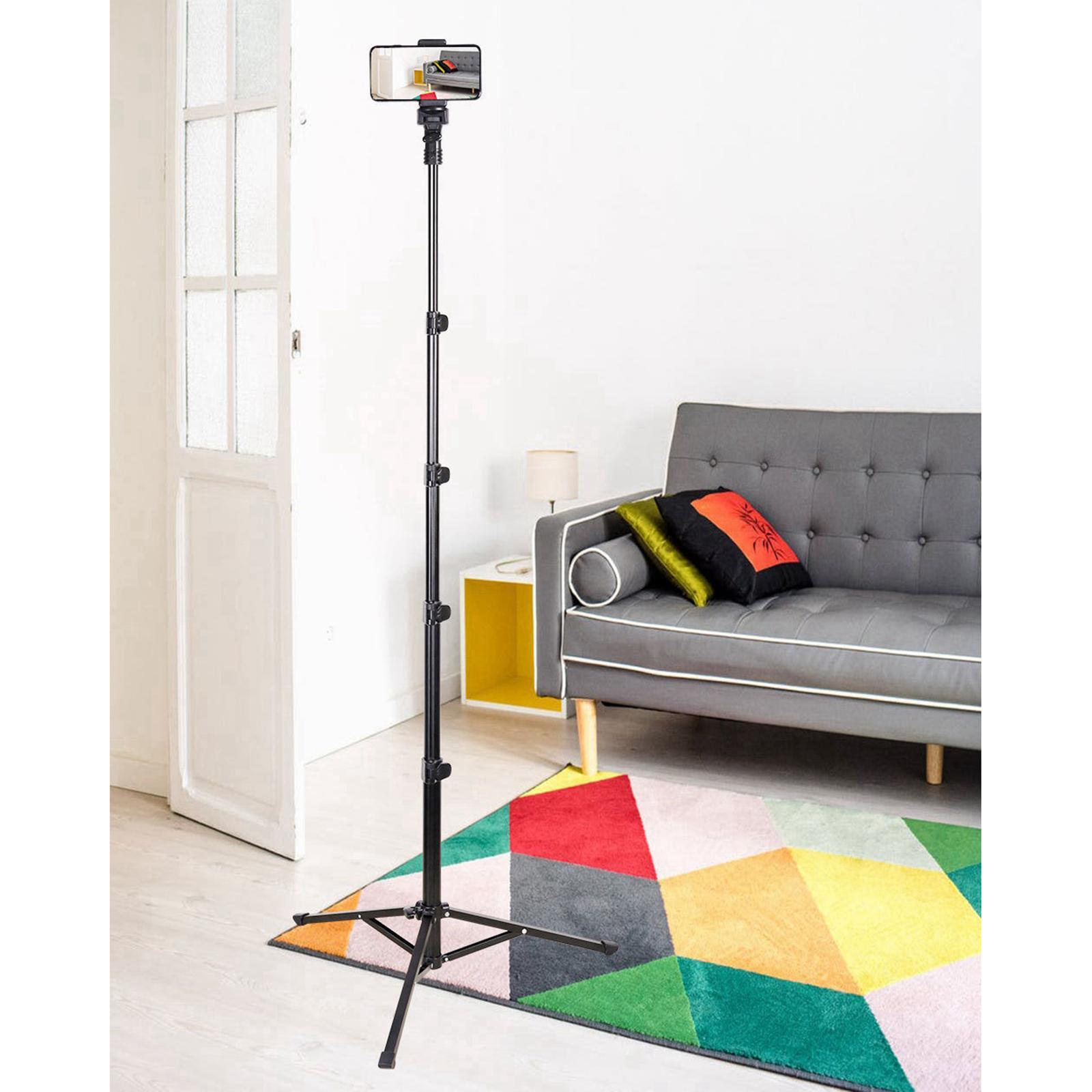 Black Phone Tripod 63 inches Extendable Selfie Stick Tripod Stand Holder