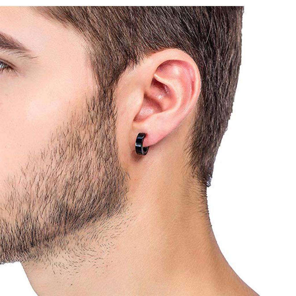 Stainless Steel Huggie Hoop Earrings Ear Clip Stud Unisex Hip Hop