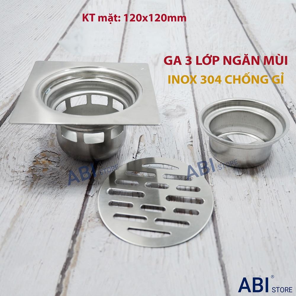 Ga thoát sàn inox 304 chống gỉ 3 lớp, phễu thu nước chống mùi nhà tắm cao cấp d76,d90,d110