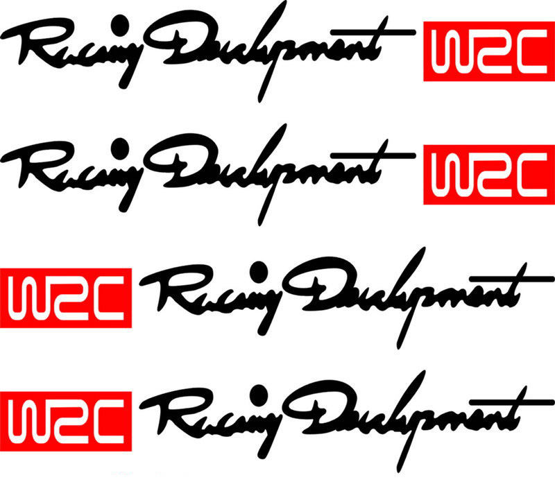 Bộ 4 Chữ Decal Dán Tay Nắm Cửa Xe Ô Tô Logo Racing Development WRC AZONE