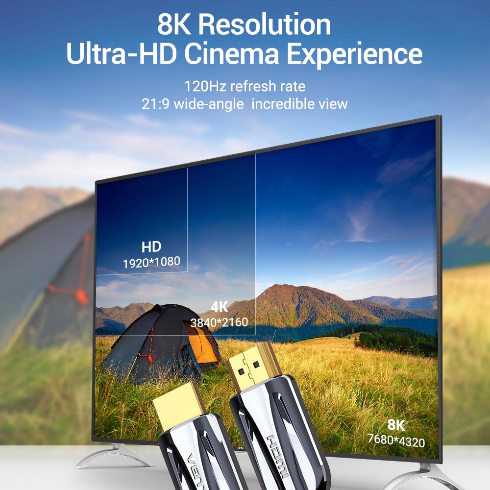 Cáp HDMI 2.1 HD Cable Độ phân giải 8K 4K @ 120Hz Dynamic HDR Tương thích 2.0 cho Máy chiếu Smart Box Máy tính - Đen - 3m