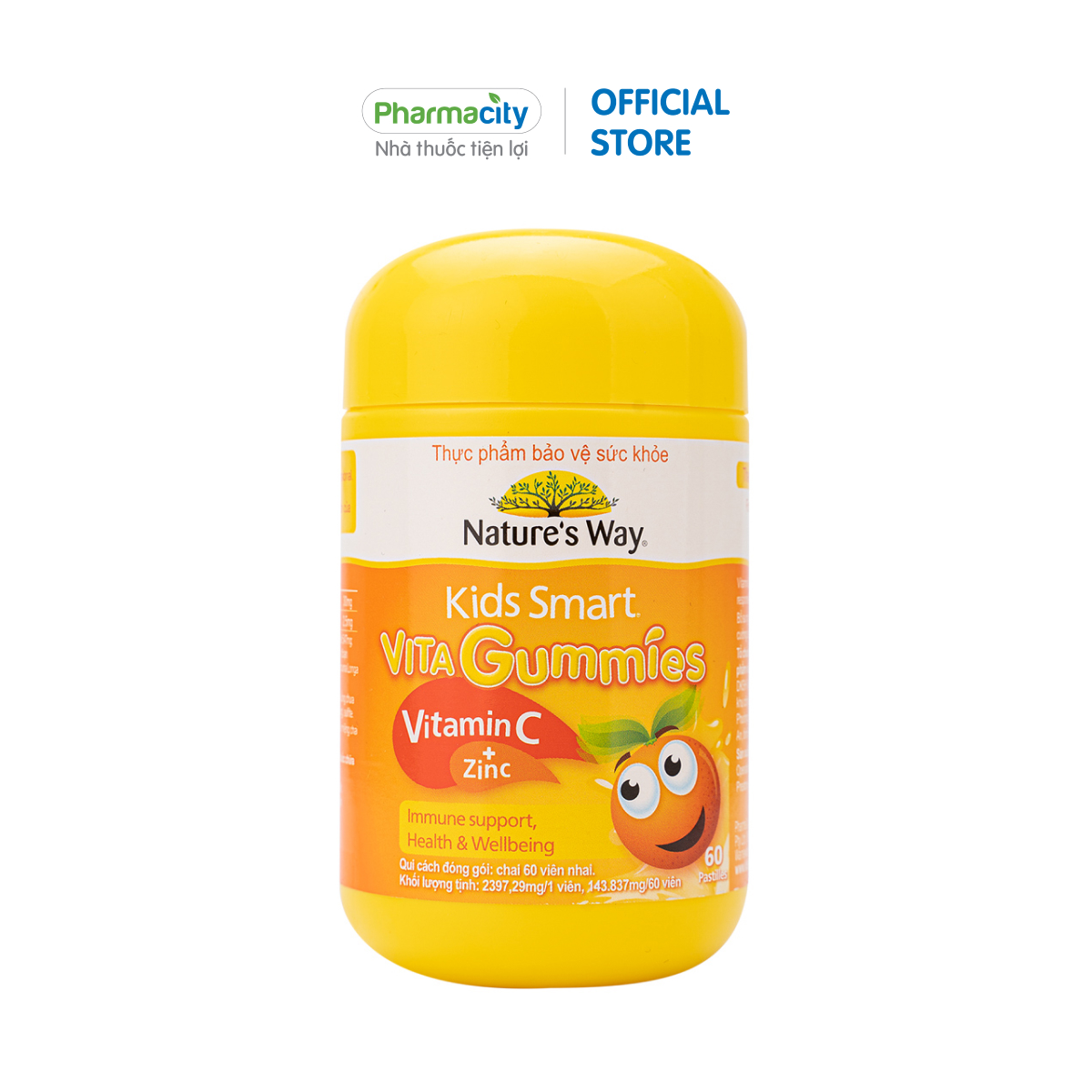 Kẹo dẻo bổ sung vitamin C và kẽm Nature's Way Kids Smart VitaGummies hỗ trợ miễn dịch cho trẻ (Lọ 60 viên)