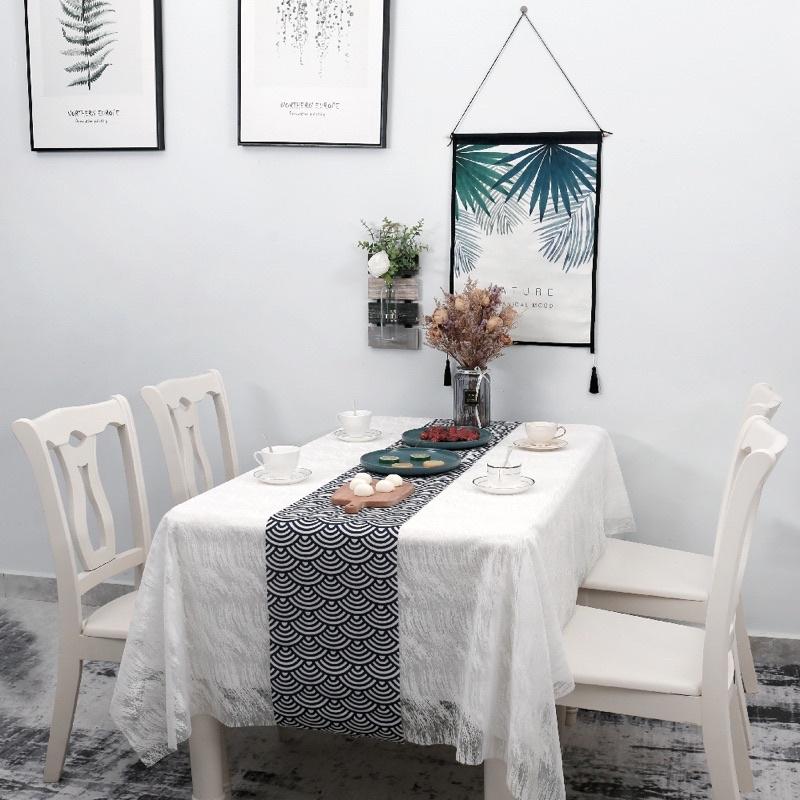 Khăn Bàn Vải Canvas Vải Bố Decor Trang Trí Hoạ Tiết Cá, Vảy Cá
