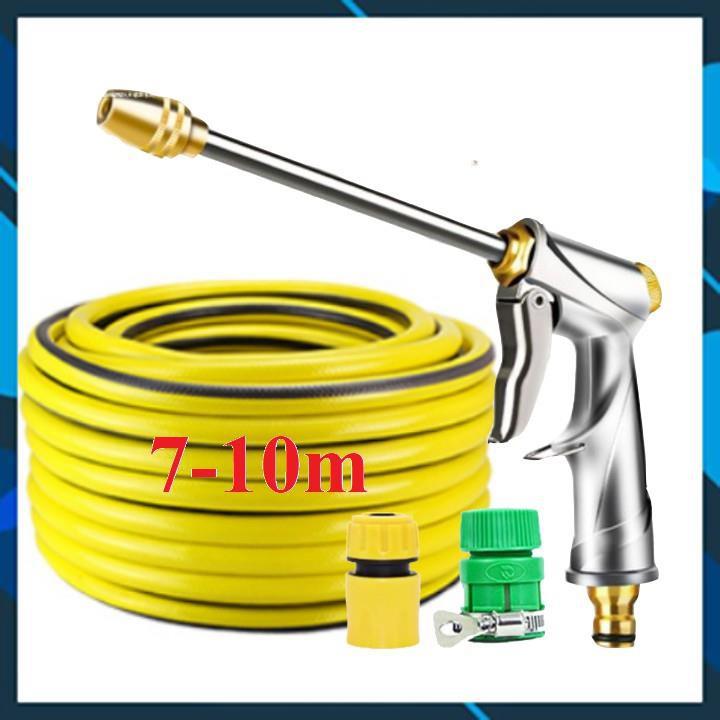 Vòi Xịt️ Bộ dây vòi xịt nước rửa xe, tưới cây , tăng áp 3 lần, loại 7m, 10m 206701-2 đầu đồng, cút, nối PE