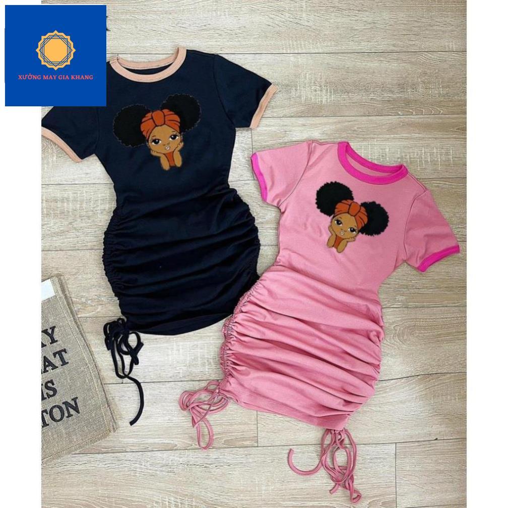 Đầm bé gái ôm body thời trang, sành điệu, thun cotton - Quần áo trẻ em - Gia Khang shop (Hồng ruốc) (210574)