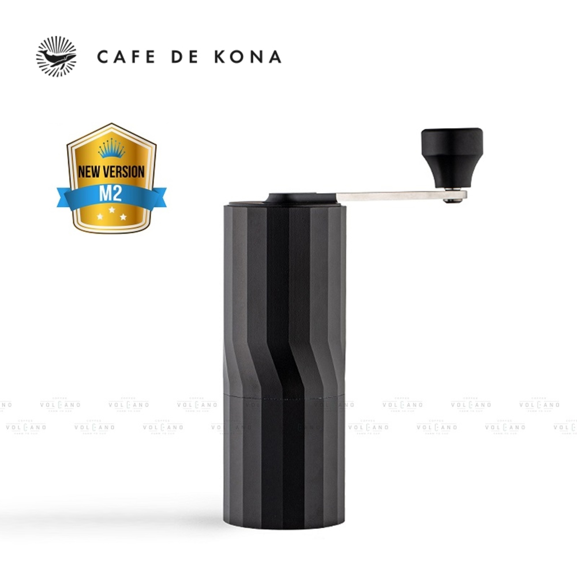 Cối xay tay M2 pro cà phê lưỡi thép CNC thân nhôm khắc vân kim cương CAFE DE KONA