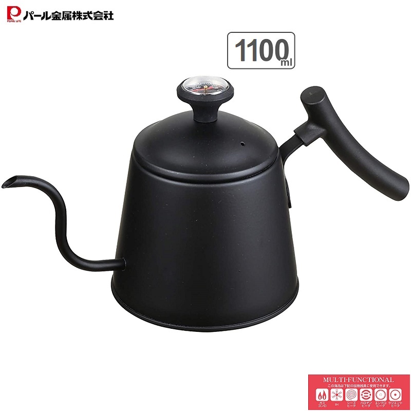 Ấm pha trà, cà phê dùng cho bếp từ kèm nhiệt kế Drip Pot 1.1L hàng nội địa Nhật Bản