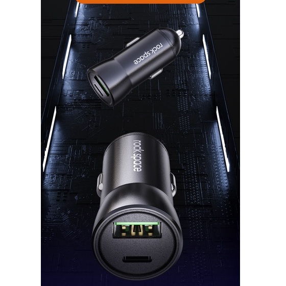 Tẩu sạc xe hơi 2 cổng sạc nhanh PD 20W Rockspace H12 Dual-port A+C Car Charger Hàng chính hãng bảo hành 12 tháng