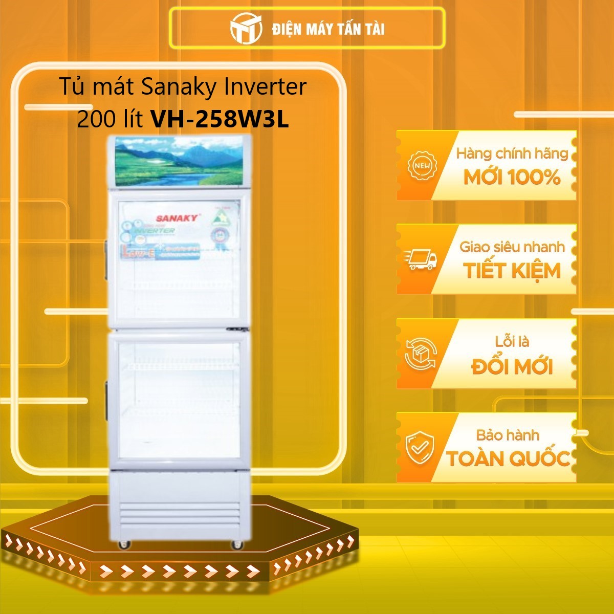 Tủ Mát Sanaky VH-258W3L (200L) - Hàng Chính Hãng - Chỉ giao tại HCM