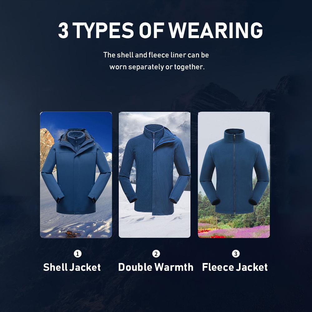 Áo Khoác Gió Softshell Không Thấm Nước Lông Cừu Ấm Áp 3 Trong 1