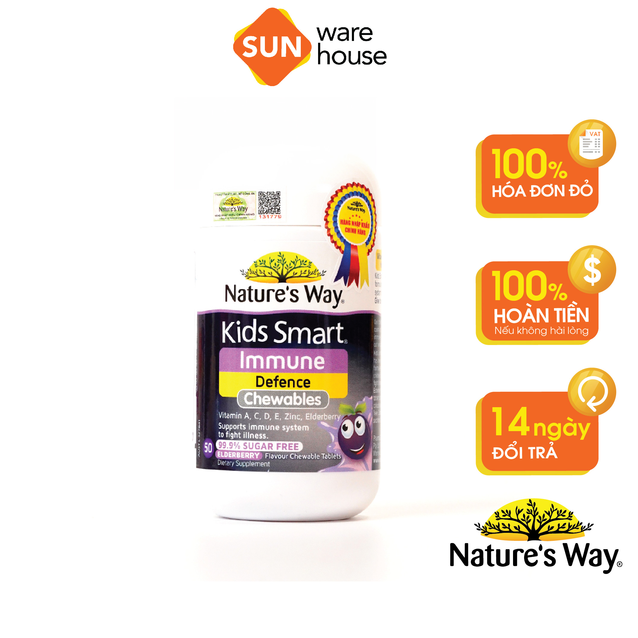 Viên Nhai Cho Bé Nature’s Way Kids Smart Immune Defence Chewables Tăng Cường Miễn Dịch Và Sức Đề Kháng