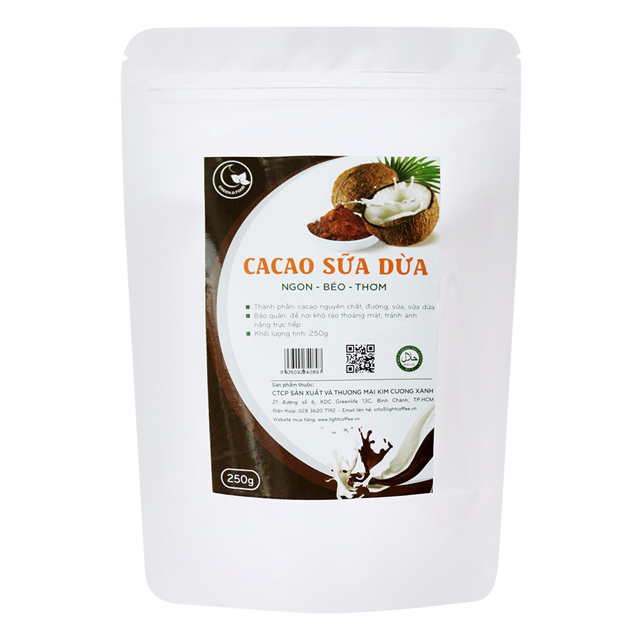 Bột cacao sữa dừa GreenD Food 250g