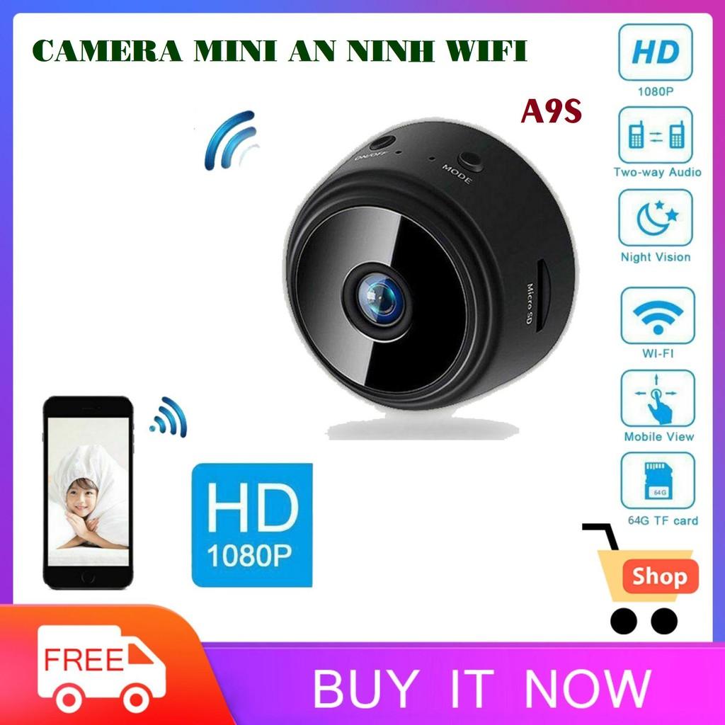 camera wifi chống trộm A9s Full HD 1080, xem từ xa trên điện thoại, có hồng ngoại quay ban đêm, dùng pin sạc