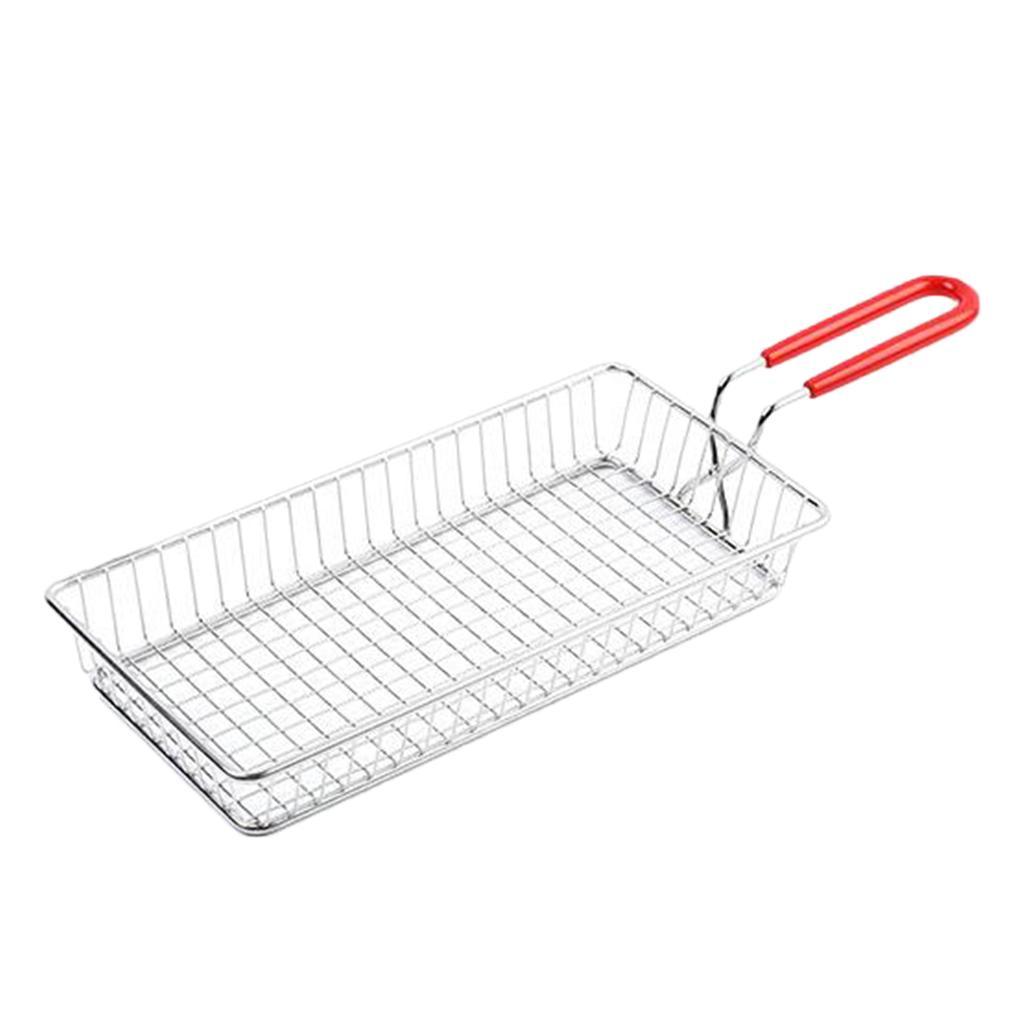 Rectangle Stainless Steel Fried Basket Strainer Fried Chicken Chips Colander