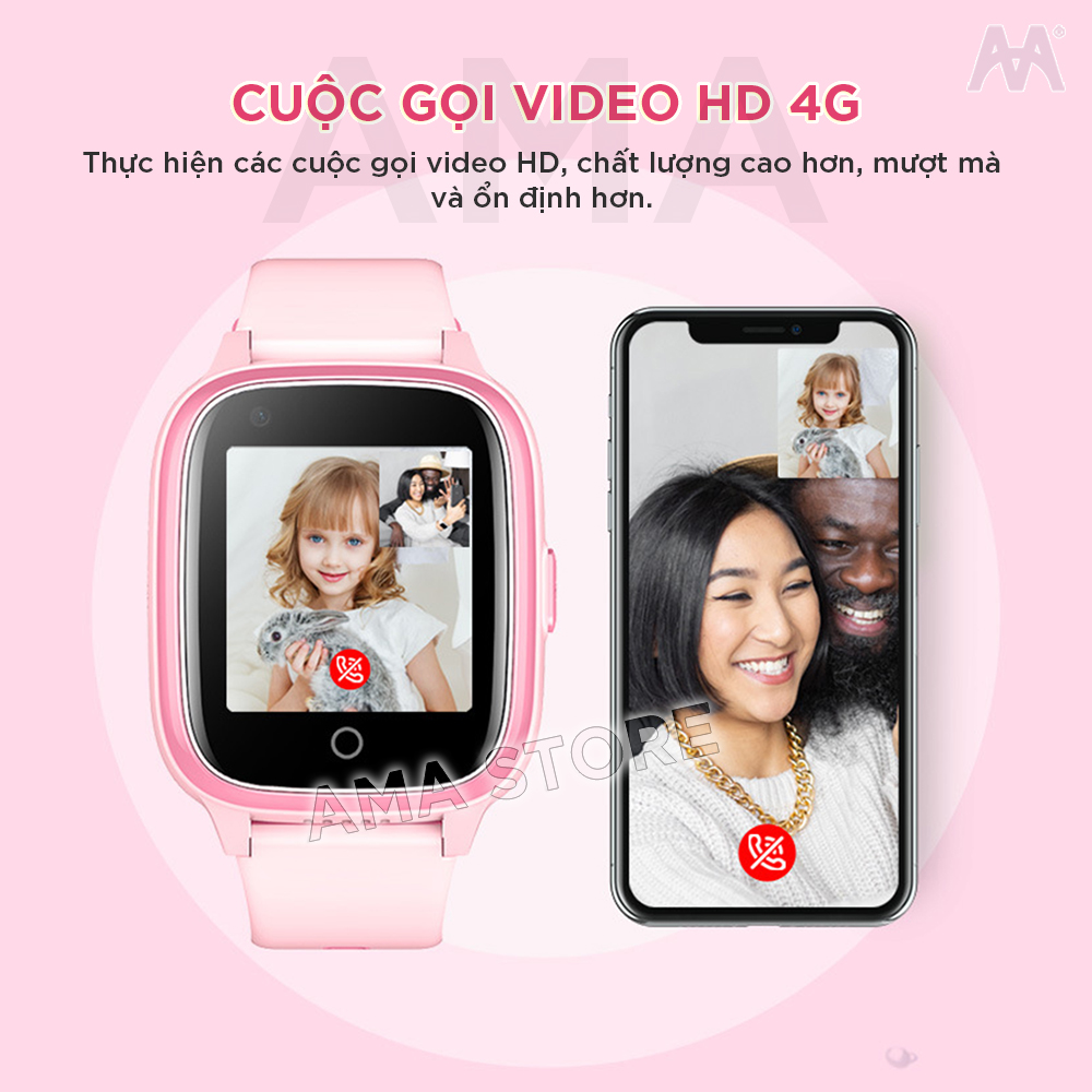 Đồng hồ Thông minh gắn Sim nghe gọi Chống nước IP67 Gọi Video call Định vị GPS, WIfi dàn cho Trẻ em học sinh cấp 1 2 5 6 7 8 9 10 11 12 tuổi AMA Watch D32 Hàng nhập khẩu