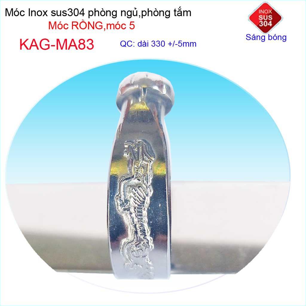 Móc rồng treo quần áo inox 304 cao cấp dày, móc Kace 5 móc treo đồ nhà tắm KAG-MA83