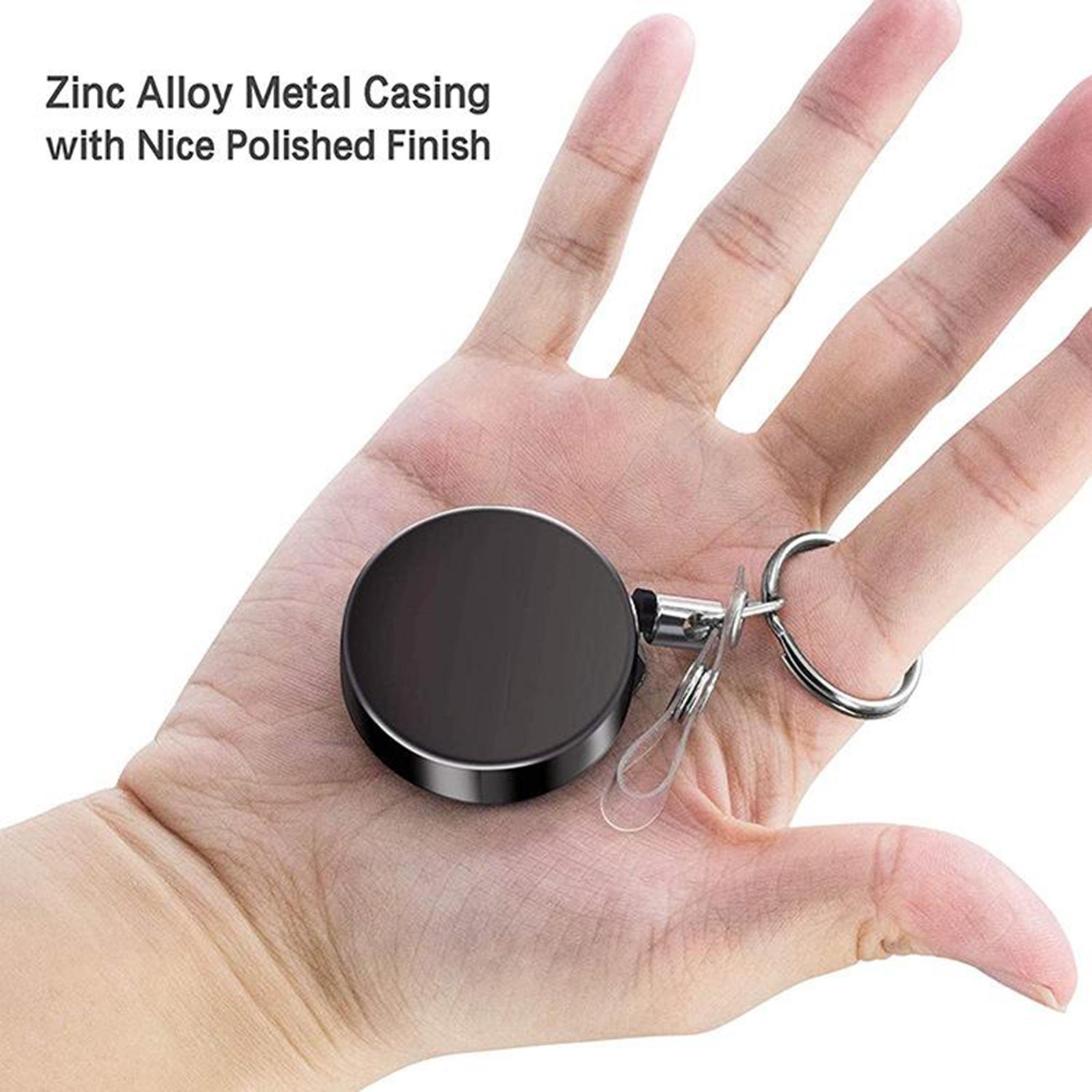 3x Retractable Metal Reel Badge ID Holder Belt Clip Recoil Name Key Ring Chain