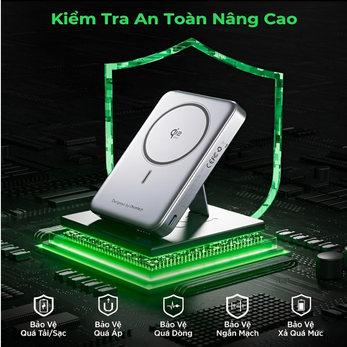 Pin dự phòng sạc không dây Choetech B760 công suất 45W tích hợp chân đỡ nhỏ gọn tiện lợi (Hàng chính hãng)
