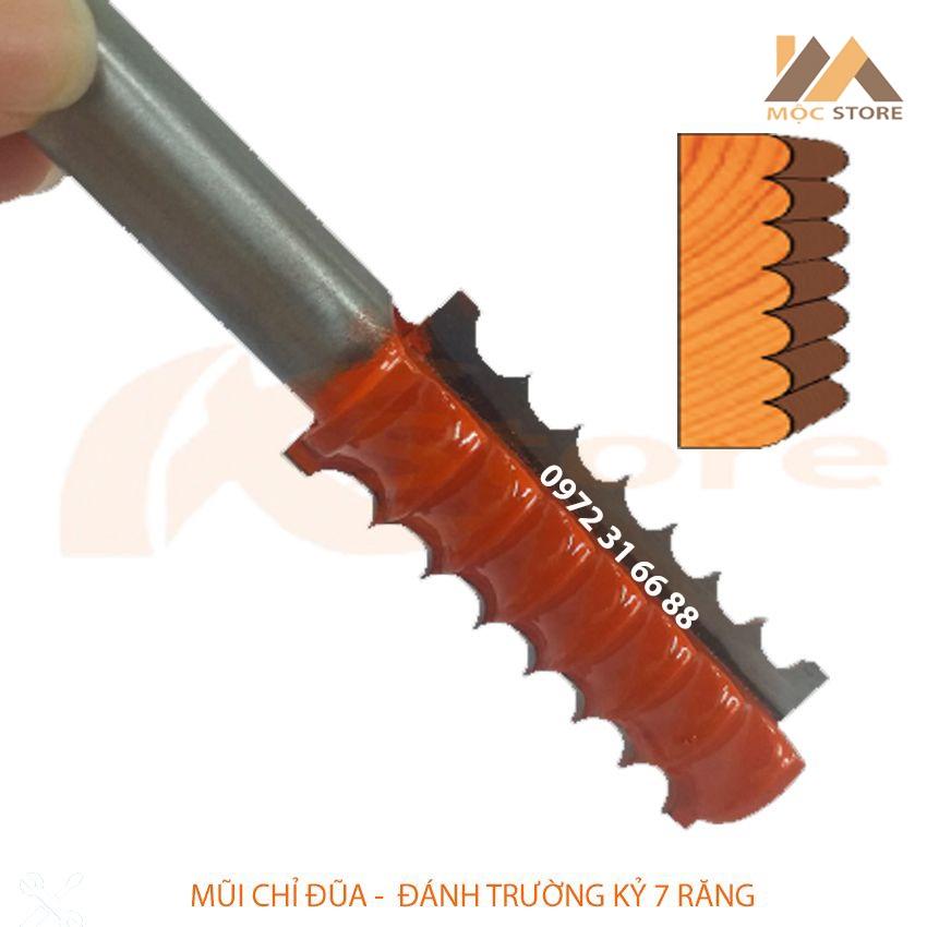 MŨI PHAY GỖ - MŨI SOI GỖ ĐÁNH CHỈ ĐŨA - MŨI TRƯỜNG KỶ 7 RĂNG 55MM CỐT 12.7MM, HÀNG VIỆT NAM CHẤT LƯỢNG CAO