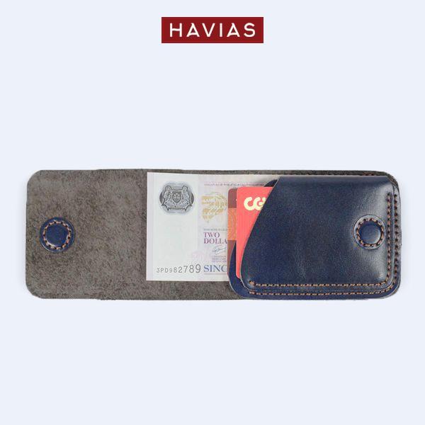 Ví Da Gerbera Handcrafted Mini Wallet HAVIAS_Xanh Navy